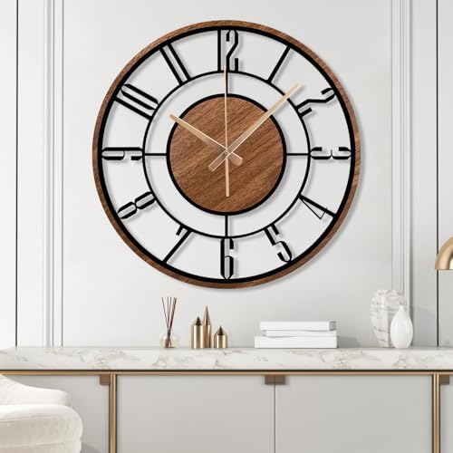 Metal Large Wall Clock, Silent Battery Operated Clocks - Image 3