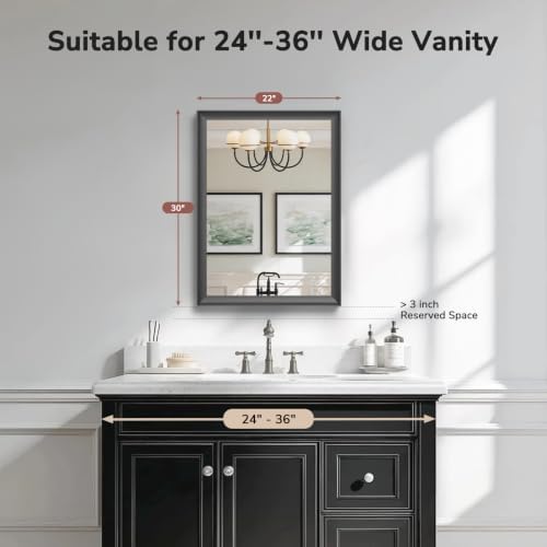 USHOWER 22x30 Inch Black Bathroom Mirrors - Image 2