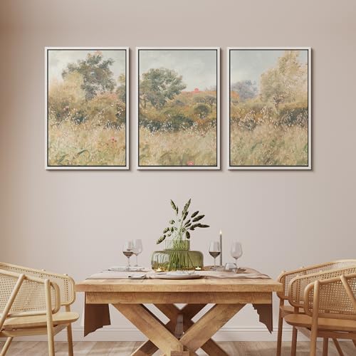 MUDECOR Framed Wall Art Print Set Pastoral Meadow and Tree Landscape - Image 2