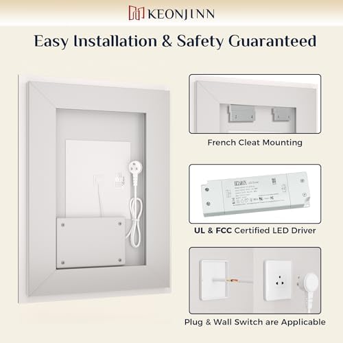 Keonjinn 40x30 Inch LED Bathroom Mirror - Image 6