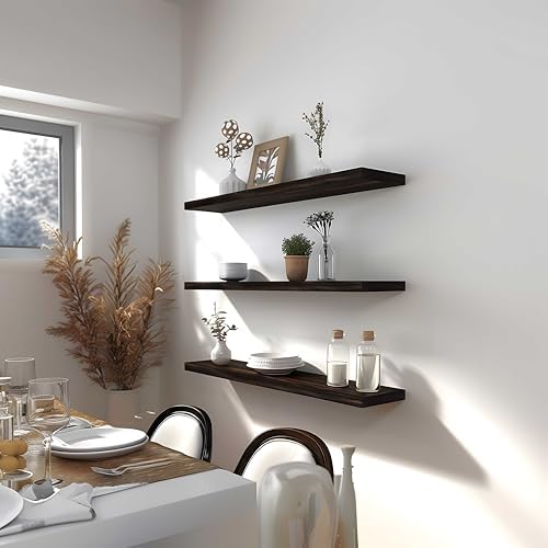 36 Inch Brown Wood Floating Shelves - Image 5
