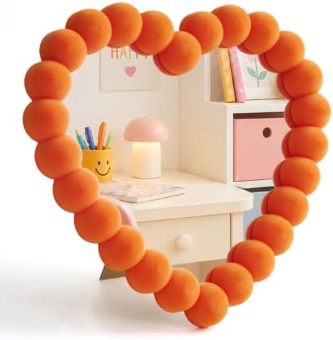 Aesthetic Orange Desk Makeup Mirror Decor by TEIPAI
