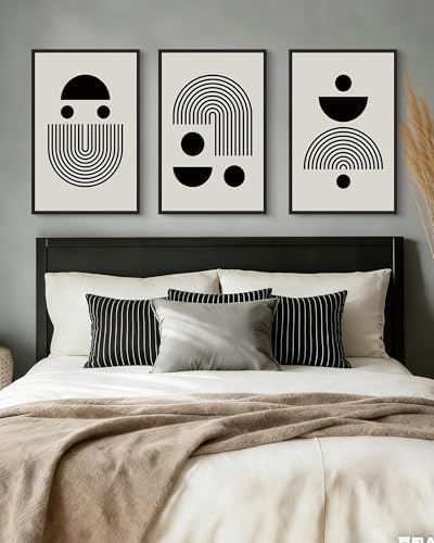 Drsoum Large 16x24in Black Abstract Framed Wall Art Decor Solid and Spiral - Image 2