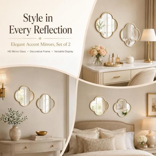 2 Pack Clover Wall Mirrors, Real Glass Decorative Mirrors - Image 7