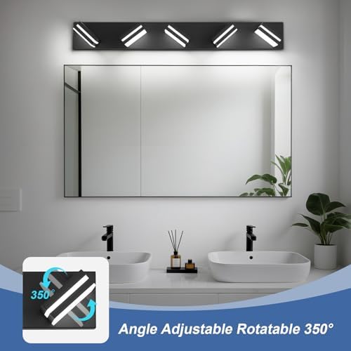 Modern LED Small Black Acrylic Bathroom Lights Fixtures 5-Light - Image 2