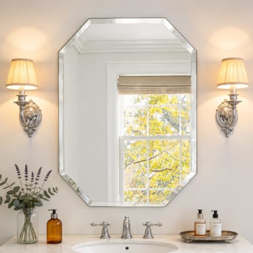 Silver Wall Mirror-Beveled Edge Frameless 24X36inch Rectangle Mirrors by GOAND