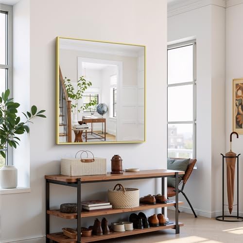 YIROMAN Bathroom Mirror 36"x40", Large Brushed Gold Bathroom Mirror - Image 3