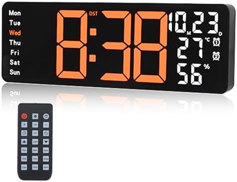 Digital Wall Clock Large Display, 17.3" Digital Clock by Jun-Electron