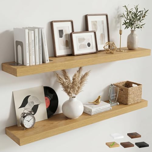 48 Inch Floating Shelves for Wall, Oak Finish by FLYJOE