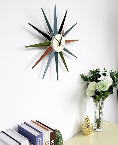 Large Sunburst Wall Clock 18 Inch, Mid Century Modern - Image 5