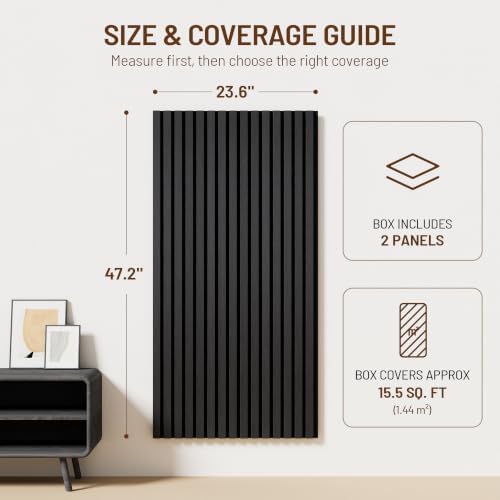 Amsleekey 2-Pack 47.2″x23.6″ Acoustic Wood Slat Wall Panels, 4 Hooks - Image 2