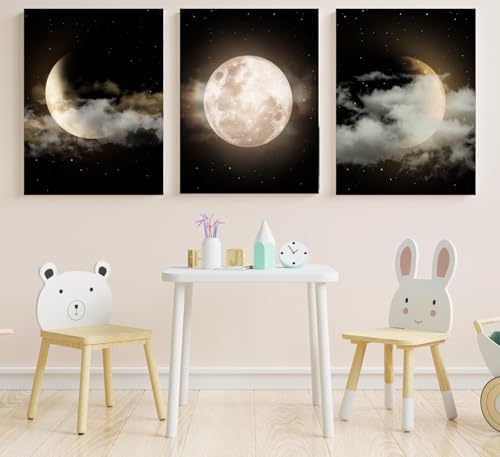 Yxbhhym Black and White Bathroom Wall Art Moon Artwork Modern Canvas Prints - Image 2