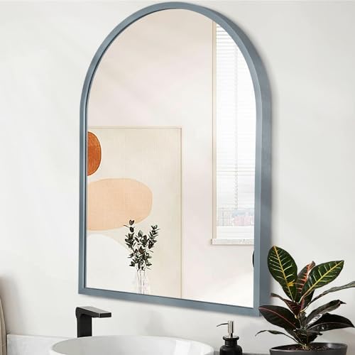 Arched Wall-Mounted Mirror Aluminum Alloy Frame Bathroom Wall Mirror by HLFMVWE