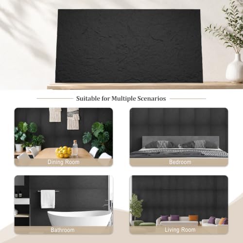 Sunnyglade 4PCS 23.6"x47.2" 3D Faux Stone Wall Panels Space Black - Image 6