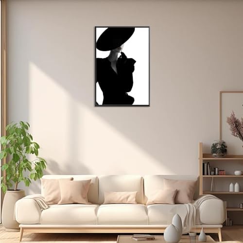 Trendy Magazine Cover Poster Black And White Fashion Women Canvas Wall Art - Image 3