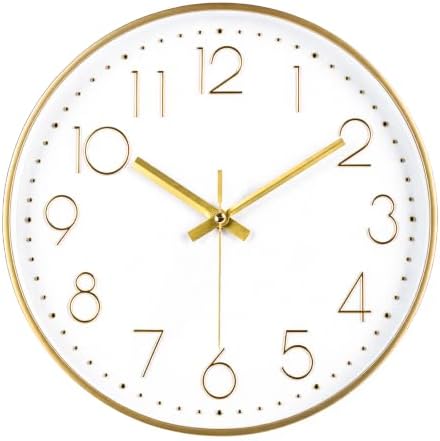 12 Inch Gold Wall Clocks Battery Operated Silent Modern Style Clock Decor by JOMPARIS