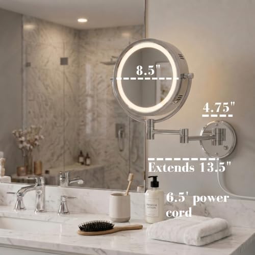JERDON Lighted Wall-Mount Makeup Mirror - Image 5