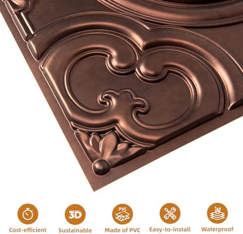 WOWSTAR 12-Pack 24"x24" Drop Ceiling Tiles, Waterproof Glue up Ceiling Panels - Image 7