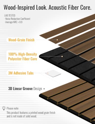 Wood Grain Acoustic Panels, 3D Grooved Sound Absorbing Wall Panels, - Image 3