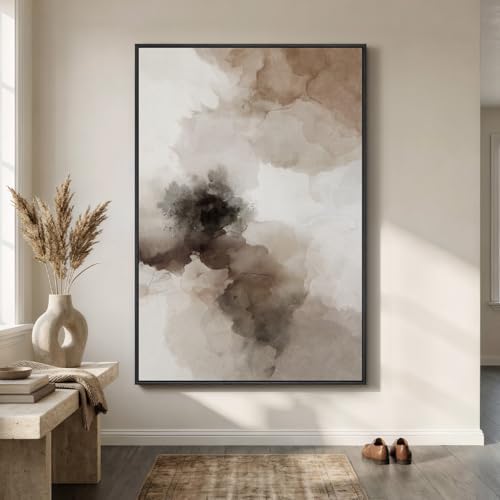 Extra Large Framed Brown Beige Abstract Wall Art by Cuspin