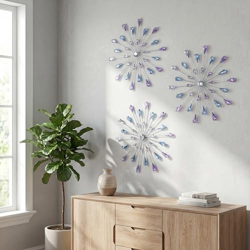 ZEXUIRU 3 Set Silver Starburst Wall Art by ZEXUIRU