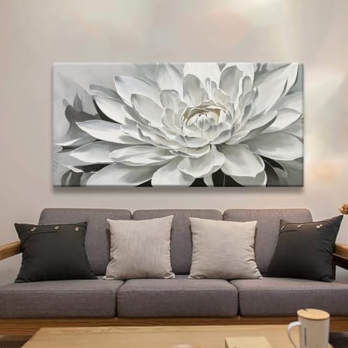 TAIJXAGSG Wall Art Living Room Flower White Wall Art Modern Canvas Art Wall - Image 6