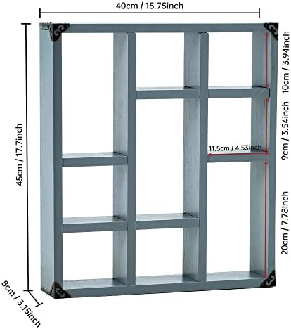 17.7x15.7-Inch Shadow Box Shelf 9-Slot Rustic Floating Shelves Larger Wall - Image 4