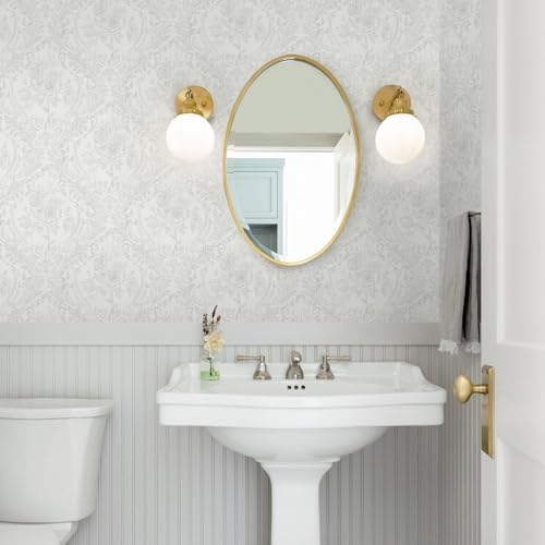 Ismoon Peel and Stick Wallpaper Vintage Floral Ligth Grey Damask Wallpaper - Image 3