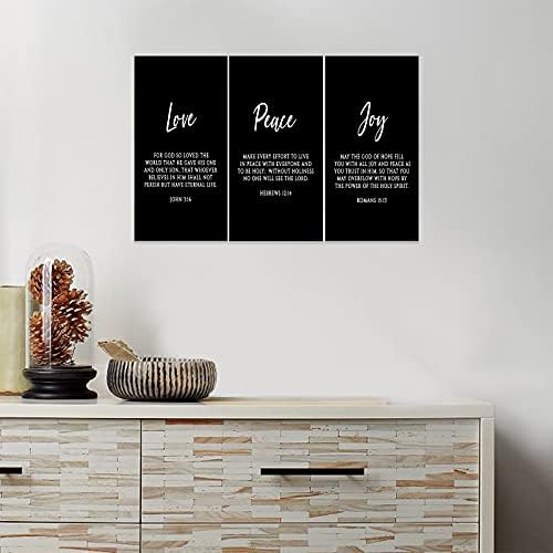 3 Piece Inspirational Wall Art, Quotes "Love Peace Joy" Motivational Canvas Art - Image 4