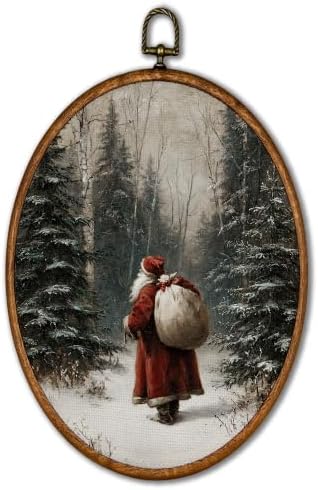KSDUT Vintage Santa Claus Christmas Oval Wall Art 8.6"x11.4" by KSDUT