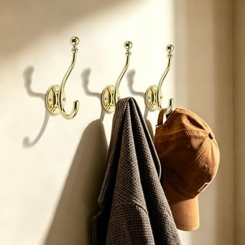 AVICCI 5 Pack Coat Hooks Polished Gold Coat Hook, Heavy Duty Hooks Decorative - Image 6