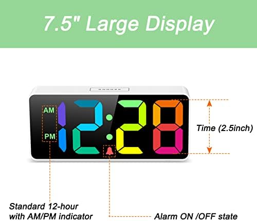 Welgo 7.5 Inches Large Dimmable Digital Alarm Clock - Image 2