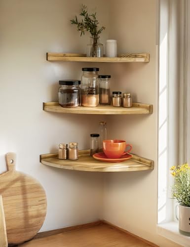 Corner Wall Shelves, Rustic Wood Floating Shelf - Image 6