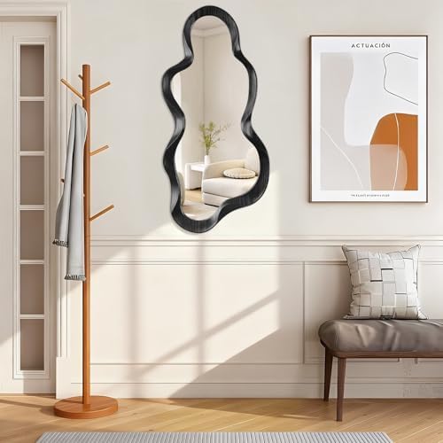 Asymmetrical Mirror Irregular Wall Mirror Modern Wood Frame Unique Mirrors Cute - Image 3
