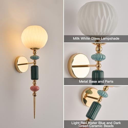 Milk White Glass Modern Wall Scone Milky Indoor Wall Light Fixtures - Image 5