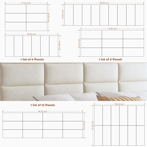 IFNOW Wall Mounted Headboard, Peel and Stick Panels, Lvory White - Image 6