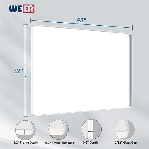 WEER White Bathroom Vanity Mirror 48x32 Inch - Image 6
