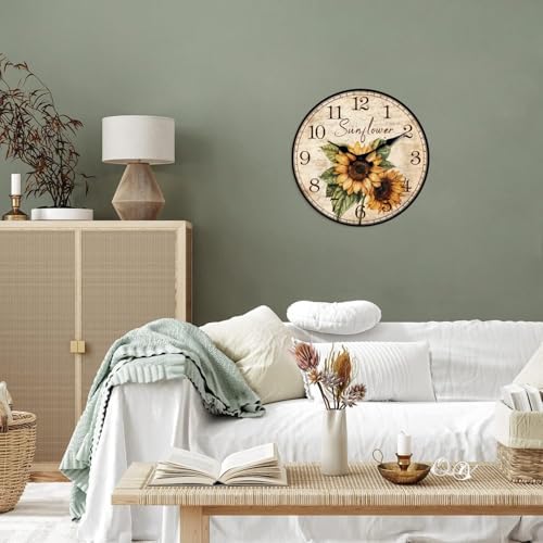 XFM Sunflower Wooden Wall Clock 16 Inch Country Floral - Image 3