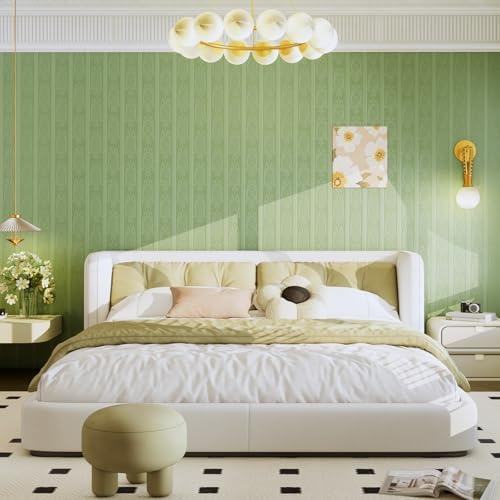 JiffDiff Green 3D Embossed Textured Peel Stick Wallpaper 17.3"x1200" - Image 2