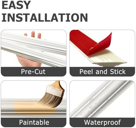 Peel and Stick Wainscoting Panels, 3 Set 20"x27" Wall Molding + 2pcs Chair Rail - Image 3
