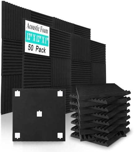 50 Pack Sound Proof Foam Panels, High Density Soundproof Wall Panels by Unknown