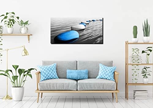 Xxliren Blue Stones Framed Wall Art Zen Art Wall Decor 40 x 20 Inch - Image 5