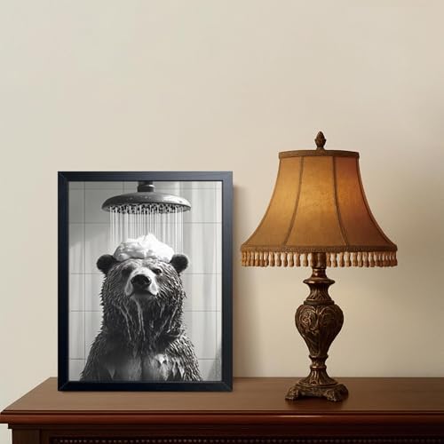XYHYRA Funny Bear Bathroom Wall Art, Cute Bear Taking Bath Poster, Modern - Image 7