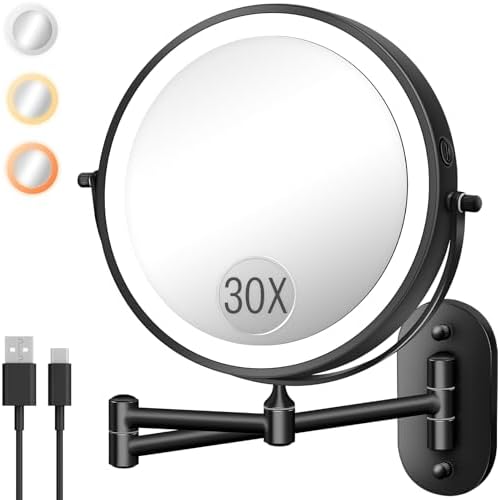 30X/1X 8 Inch Wall Mounted Magnifying Makeup Mirror by Unknown