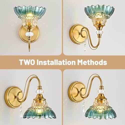1 Piece Vintage Wall Sconce, 1-Light Brushed Gold Finish Wall Sconce - Image 3