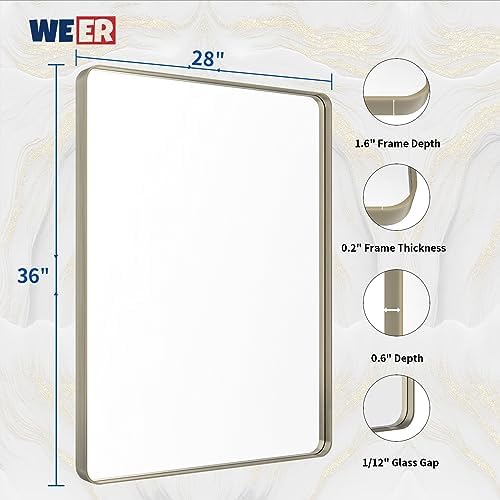 WEER Brushed Nickel Bathroom Vanity Mirror 28X36 Inch - Image 6