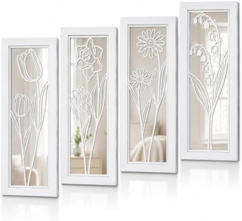 4 Set Farmhouse Mirrors for Wall Decor Living Room Bedroom Bathroom Entryway by sxnzequnze