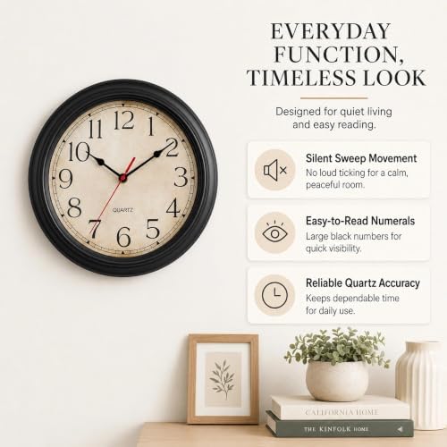 KECYET Wall Clocks Battery Operated Silent Small Vintage - Image 3