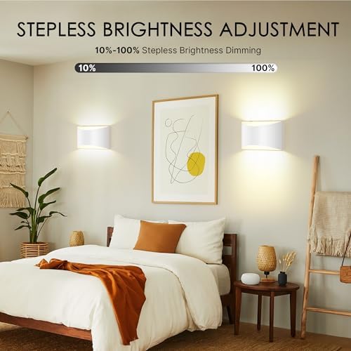 Battery Operated Wall Sconces Set of 2 Rechargeable Wireless White - Image 3