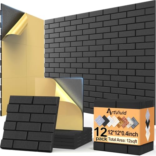 ArtVivid 12Pack Acoustic Panels, Brick Pattern Sound Proof Panels by ArtVivid